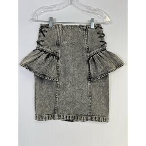 VTG Extra Blue Denim Skirt Women’s Size 3 Small 80’s Acid Wash Gray Mini READ